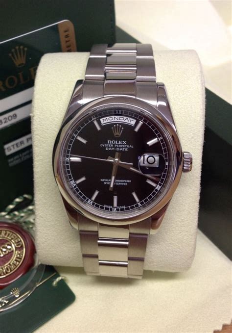 rolex replica day-date 118209 white gold black baton orologio replica|rolex diamond bracelet price.